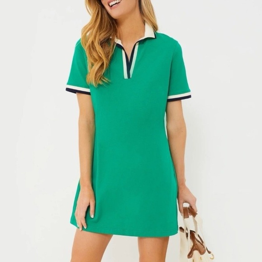 NWT Tuckernuck Sutton Dress Green Cotton Polo Mini Dress Pockets XS / S - Picture 2 of 7